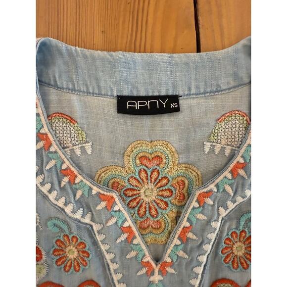 APNY‎ Embroidered Boho Western Dress XS Blue - Picture 5 of 8